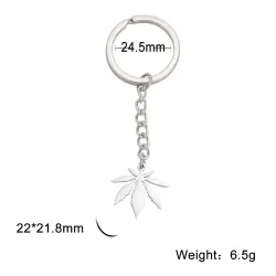 Zilveren sleutelhanger met esdoornblad hangerSleutelhangers