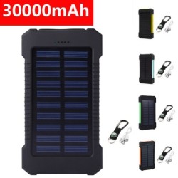 Solar powerbank - dubbele USB - waterdicht - met kompassleutelhanger - LED - 30000mAhPowerbanks