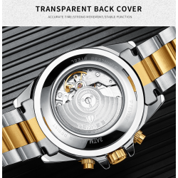 TEVISE - elegant automatisch horloge - edelstaal - waterdicht - zilver/blauwHorloges