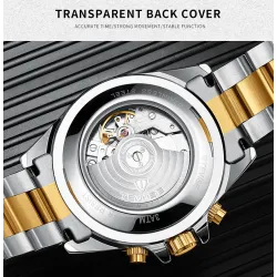 TEVISE - elegant automatisch horloge - edelstaal - waterdicht - zilver/blauwHorloges