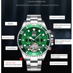 TEVISE - elegant automatisch horloge - edelstaal - waterdicht - goud/blauwHorloges