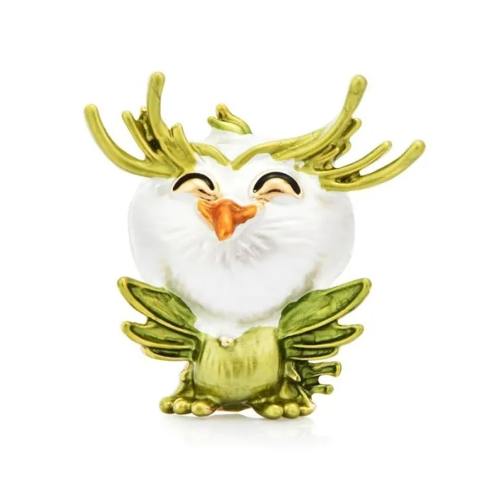 Lachende kleine uil - kristallen brocheBroches
