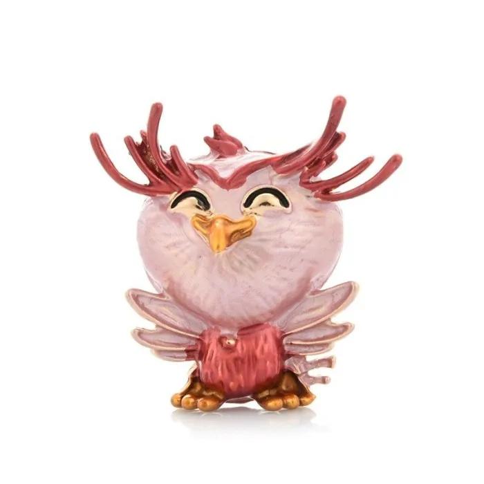 Lachende kleine uil - kristallen brocheBroches