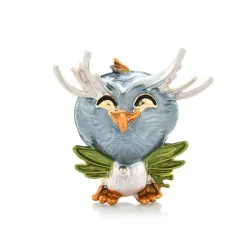 Lachende kleine uil - kristallen brocheBroches