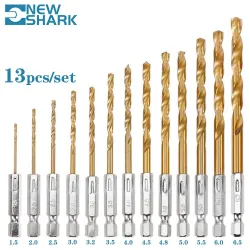 Set spiraalboren - zeskantschacht HSS - titanium gecoat - 1,5 mm - 6,5 mm - 13 stuksBits & boren