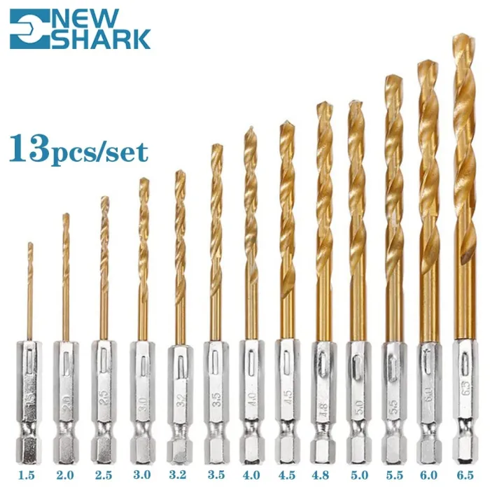 Set spiraalboren - zeskantschacht HSS - titanium gecoat - 1,5 mm - 6,5 mm - 13 stuksBits & boren