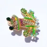 Kleurrijke kristallen kikker - gouden brocheBroches