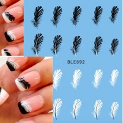 Zwart/witte veren - nagelstickers - nail art - 20 stuksNagelstickers