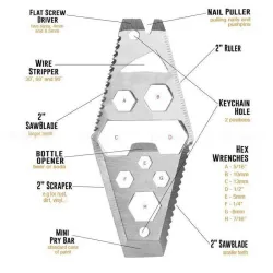 EDC multifunctioneel gereedschap - opener - moersleutel - sleutelhanger - overlevingsgereedschapMultitool & Zakmes