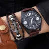 Fashionable Quartz watch - with leather bracelet - setWatches