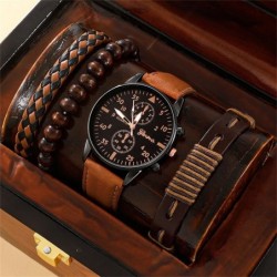Luxe Quartz horloge - met leren armbanden - setHorloges