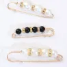 Elegante broche - veiligheidsspeld - met zwart/witte parels - 3 stuksBroches