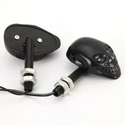 Motorcycle turn signal lights - black skull - LED - amber light - 12V - 2 piecesTurning lights