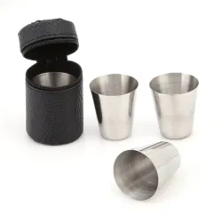 RVS campingbekers - met opbergzakje - 180 ml - 4 stuksOutdoor & Kamperen