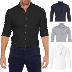 Elegant shirt met lange mouwen - voorzien van rits/knopen - slim fitT-Shirts