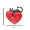 Rood hart met luie kat - emaille brocheBroches
