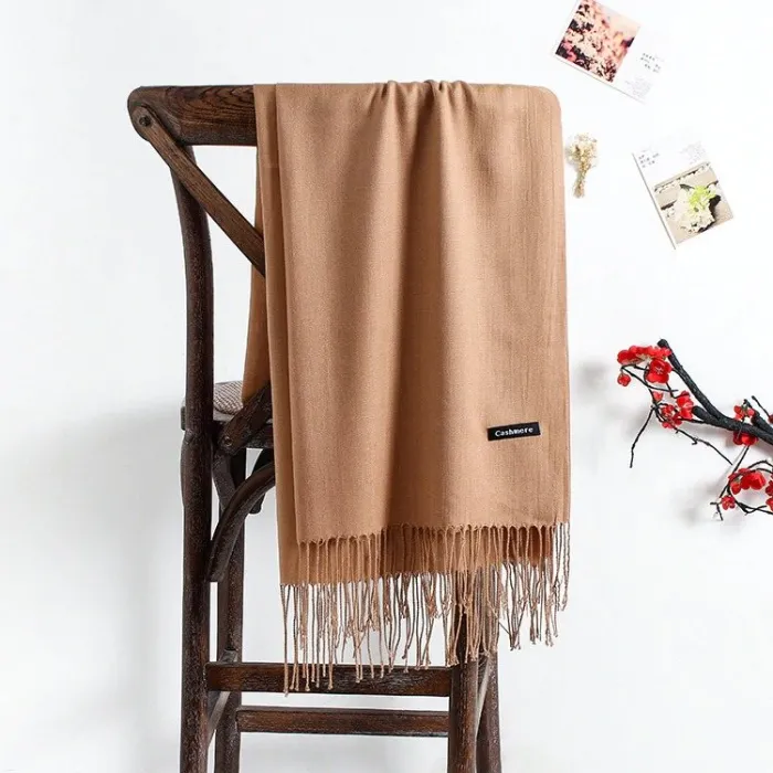 Elegante grote kasjmier sjaal met kwastjesSjalen