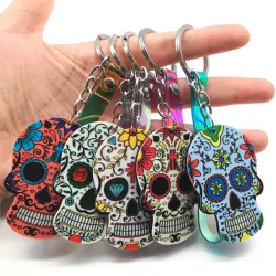 Kleurrijke Mexicaanse schedel - sleutelhangerSleutelhangers