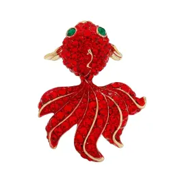 Rode kristallen goudvis - elegante brocheBroches