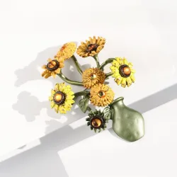 Vaas met zonnebloemen - retro brocheBroches