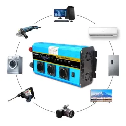 DC 12V naar AC 220V 230V - 12000W - sinusomvormer voor zonne-energie - LCD-spanningsdisplay - draadloze afstandsbedieningOmvo...