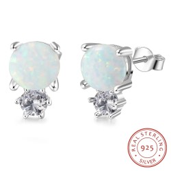 Elegante oorknopjes - met rond opaal/kristalOorbellen