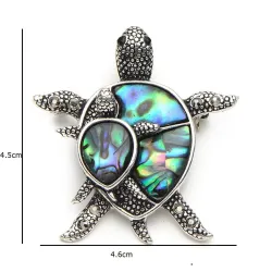 Vintage schildpadbroche - met kleurrijke schelpBroches