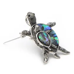 Vintage schildpadbroche - met kleurrijke schelpBroches