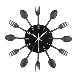 Moderne wandklok - met keukenbestekKlokken
