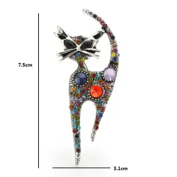 Veelkleurige kristallen kat - vintage brocheBroches