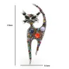 Veelkleurige kristallen kat - vintage brocheBroches