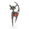 Veelkleurige kristallen kat - vintage brocheBroches