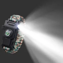 Multifunctionele overlevingsarmband met plastic gesp en LED-lichtSurvival gereedschap