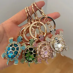 Kristallen schildpad sleutelhanger - roze - wit - turquoise - groenSleutelhangers