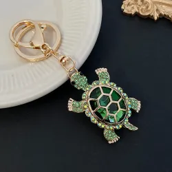 Kristallen schildpad sleutelhanger - roze - wit - turquoise - groenSleutelhangers