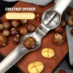 2 in 1 RVS Quick Kastanje opener - Walnoot - notenkrakerTools