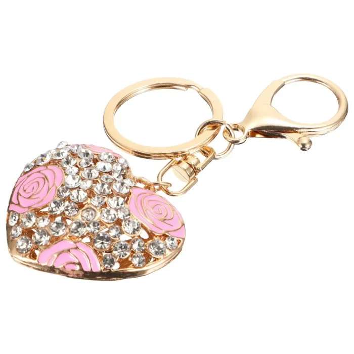 Alloy Heart Shaped Keychain naments Rhinestones Fashionable Bag Pendant Gift Decoration Creative Chains Car KeysSleutelhangers