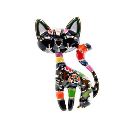 CINDY XIANG New Arrival Cute Enamel Paint Cat Brooch Unisex Women And Men Pin Animal Design Fashion Jewelry 2 ColorsBroches