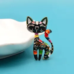 CINDY XIANG New Arrival Cute Enamel Paint Cat Brooch Unisex Women And Men Pin Animal Design Fashion Jewelry 2 ColorsBroches