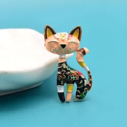 CINDY XIANG New Arrival Cute Enamel Paint Cat Brooch Unisex Women And Men Pin Animal Design Fashion Jewelry 2 ColorsBroches