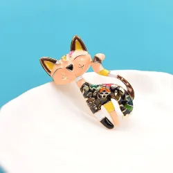 CINDY XIANG New Arrival Cute Enamel Paint Cat Brooch Unisex Women And Men Pin Animal Design Fashion Jewelry 2 ColorsBroches