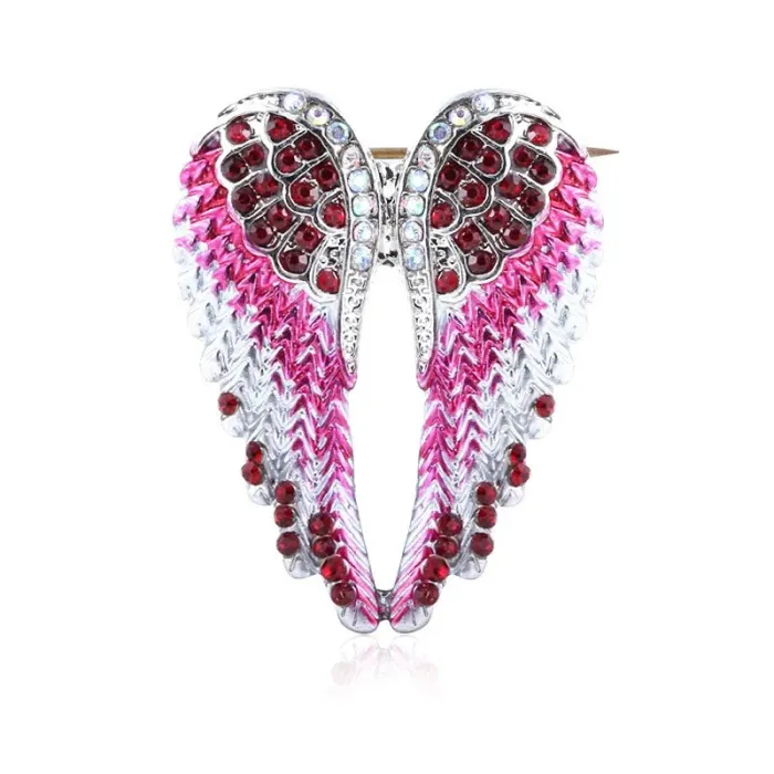 ZRM Fashion Angel Wings Creative Guardian Angel Wings Brooches Pin Rhinestone Crystal Diamante Jewellery LadiesBroches