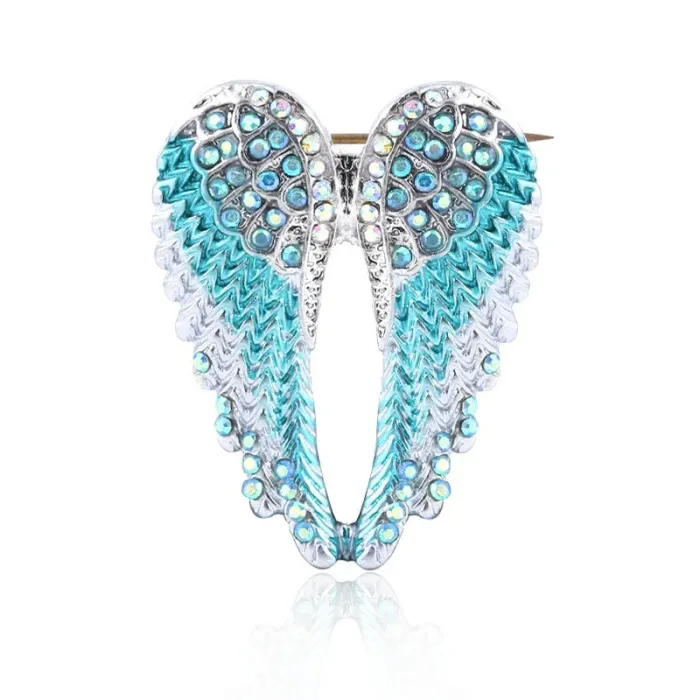 ZRM Fashion Angel Wings Creative Guardian Angel Wings Brooches Pin Rhinestone Crystal Diamante Jewellery LadiesBroches