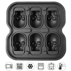 Skull Ice Ball Mold Silicone 3D Flexible Ice Cube Trays BPA Free Ice Trays For Freezer Horror Skull Head Cocktail Ice Ball Ma...