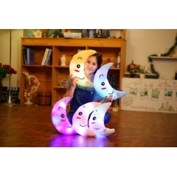 Pluche maan pop knuffel met kleurrijke LED verlichting - 35 cmKnuffels