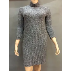 Plus Size High Neck Casual Winter DressPlus