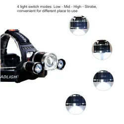 Voorhoofd licht - Zoomflits 3 XML-T6 LED lampSport & Outdoor