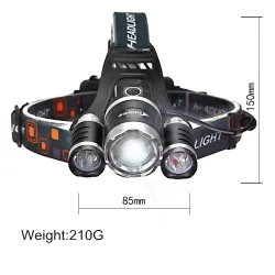 Voorhoofd licht - Zoomflits 3 XML-T6 LED lampSport & Outdoor