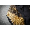 Zwarte bommenwerpersjack met geborduurde gouden vleugelsJassen