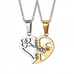 Nyckellås - Hjärtformat hänge med halsband 2 st
